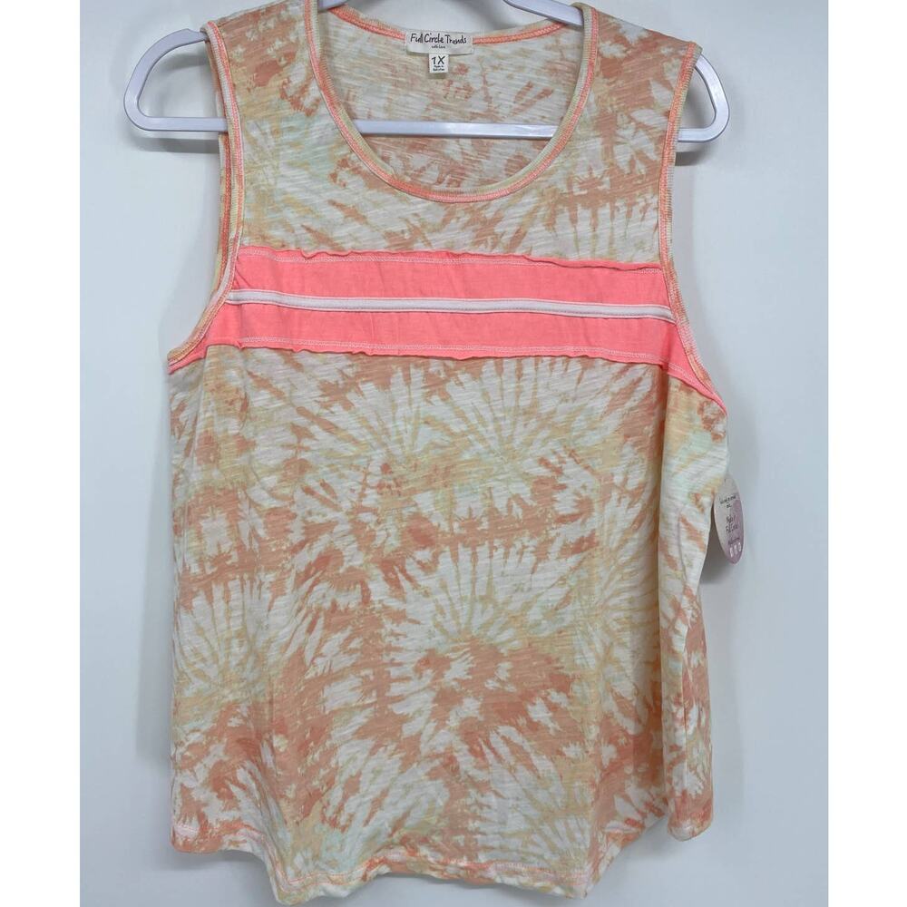 Full Circle Trends Womens Sleeveless Tie Dye Shirt Top Tank NEW 1X